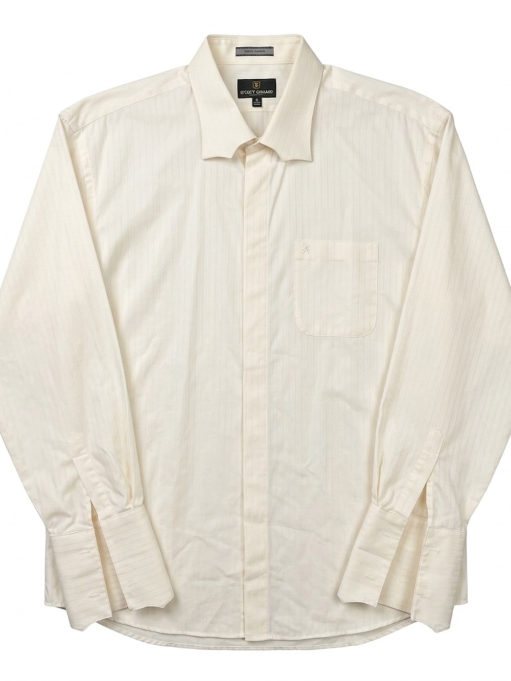 Stacy Adams Men's Off White Button Down 18.5” Neck Cotton Blend Pinstripe